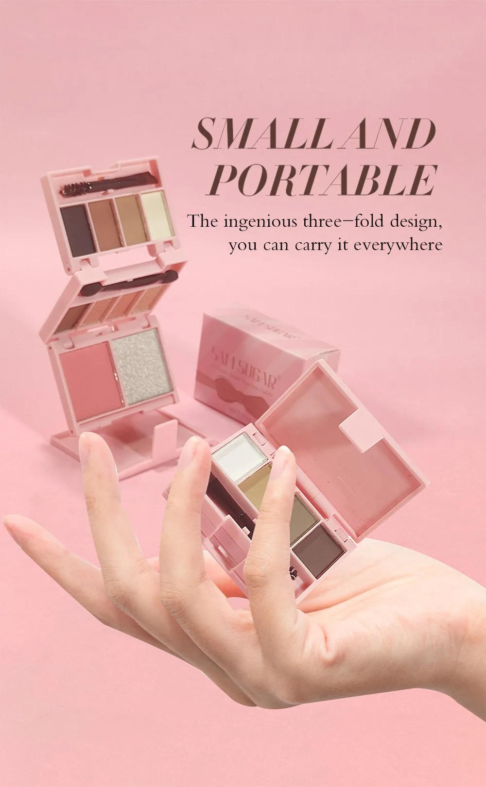 Description Picture 5 of itemMakeup Comprehensive Palette Mini Portable Folding Eye Shadow Face Highlight Contour Bronzer Blush Brow Powder Combination Tray