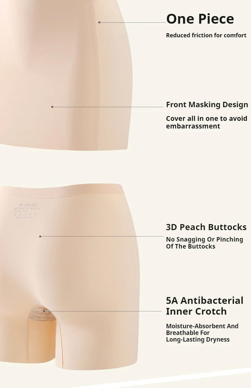 Description Picture 5 of itemFlarixa Women Ice Silk Safety Shorts Panties Double Layer Underwear Soft Under the Skirts Dress Panty Seamless Summer Boyshorts