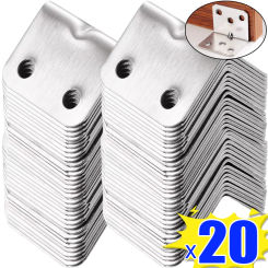 20/10PCS Stainless Steel Corner Bracket 90 Degree Right Angle Universal Fixed Bracket Cabinet Furniture Hardware Accessories