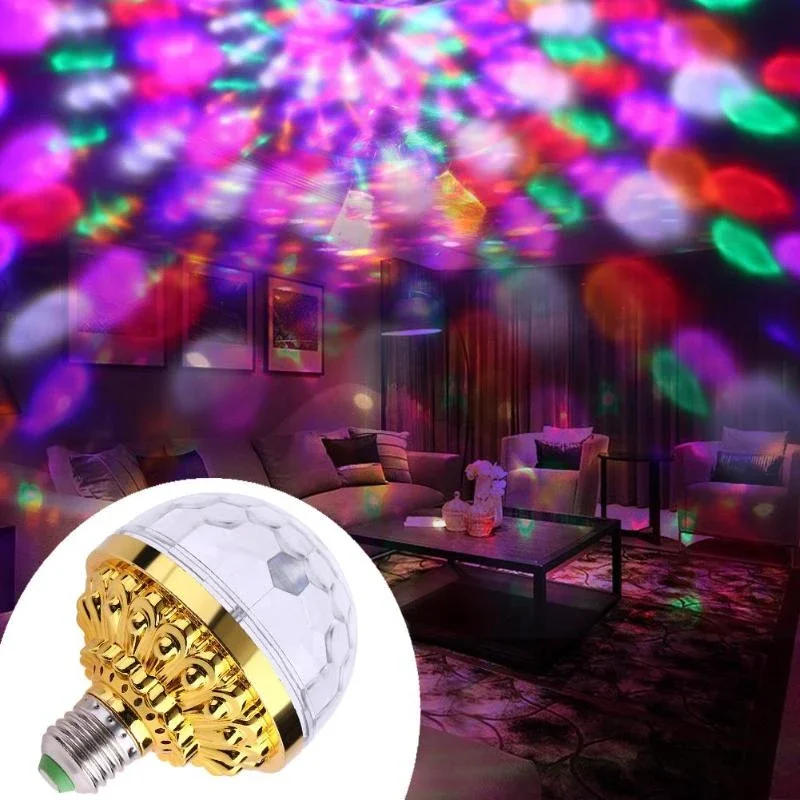 Description Picture 5 of itemE27 LED RGB Lamp 9W 6W Bulb Magic Color Projector Auto Rotating Stage Light AC85-265V 220V 110V For Holiday Party Bar KTV Disco