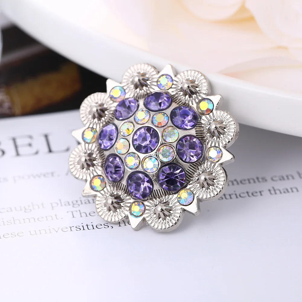 Description Picture 4 of itemColorful Rhinestone Conchos Buckle Metal Flower Crystal Leather Bag Belt Decorative Buttons Screw Back Leathercraft Accessories