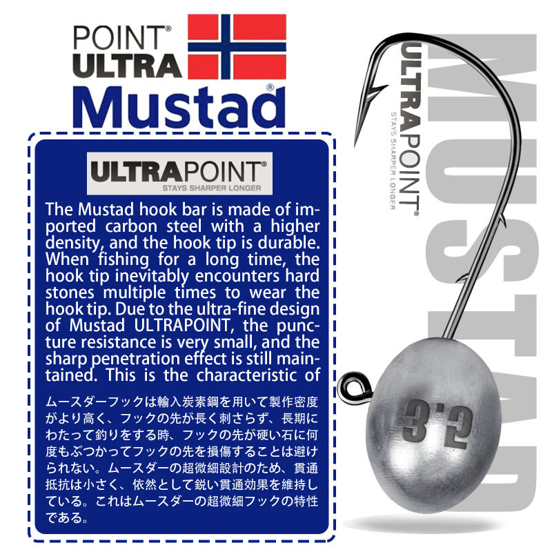 Description Picture 4 of itemJig Head Hook 3X Rockfish Ajing Fishing Hooks For Soft Worm Lure Bass Fish Pesca Goods 0.8-7g 5pcs/Bag Pike Trout Accessories