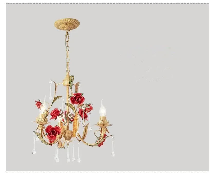 Description Picture 4 of itemArt Deco Floral Chandelier lamp Lustre 3arms/6arms/8arms Mixed Color Pink Decora Rose Flower Light Fixture E14 Home Decoration