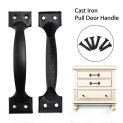 Rustic Style Door Pull Handle Vintage Cast Iron Cupboard Drawer Wardrobe With Mounting Screws DIY Retro Iron Cabinet Black