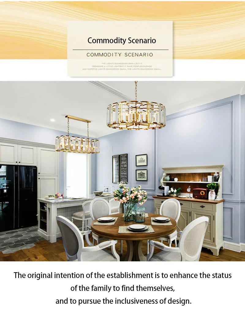 Description Picture 4 of itemBREFILI LED Crystal Chandelier For Dining Room Living Room Bedroom Round Rectangle Design Hanging Pendant Lighting Fixture