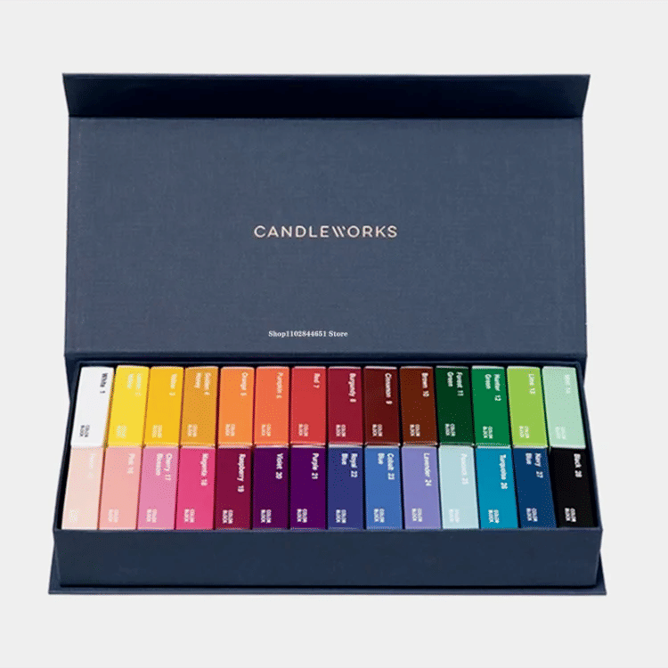 Description Picture 2 of item28 Color Set Brick Candle Solid Pigment Homemade Aromatherapy Candle DIY Material Wax Sheet Crafts Coloring Dye Making Supplies