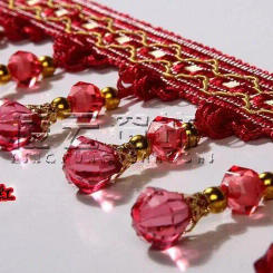 12M Length Curtain Lace Width Tassel Fringe Trim pumpkin Crystal Beaded Ribbon For Sewing Curtain Accessorie Lace Decoration