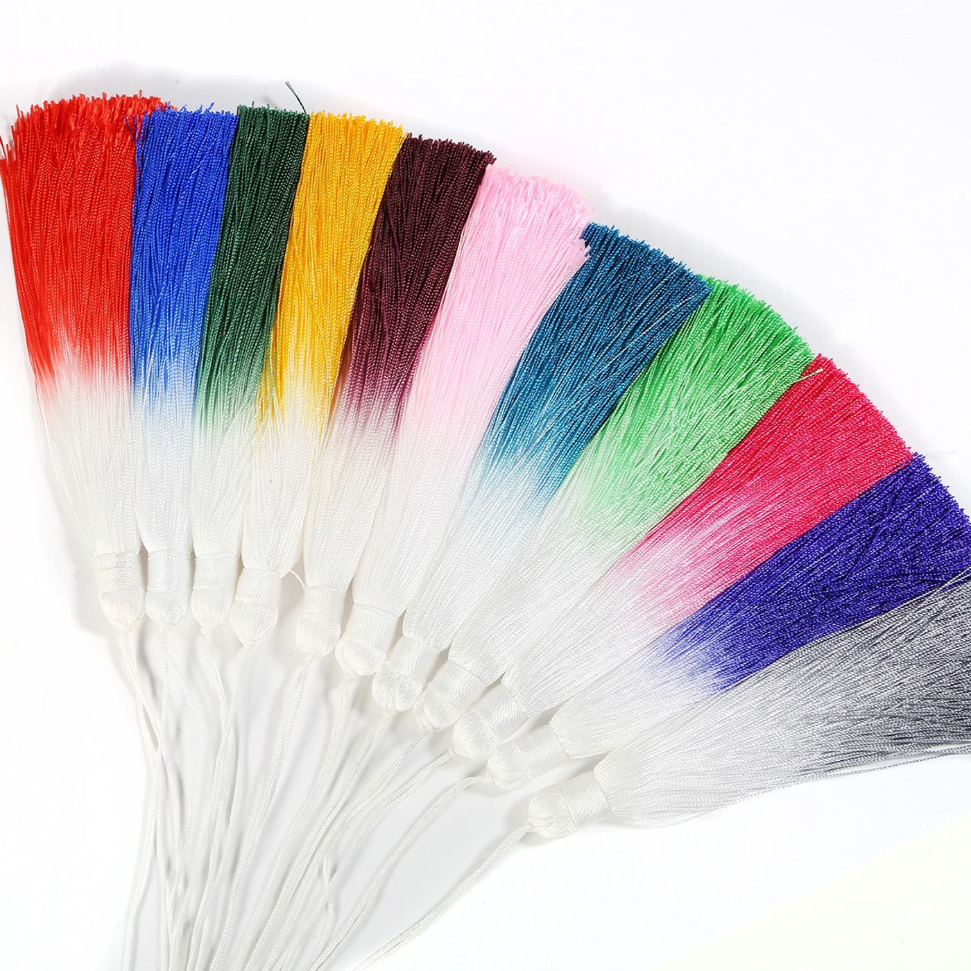 Description Picture 4 of item1pc 13cm Long Gradient Color Fringe Tassel Soft Thread Charms Tassels For DIY Bookmark Fan Pendant Crafts Decoration Accessories