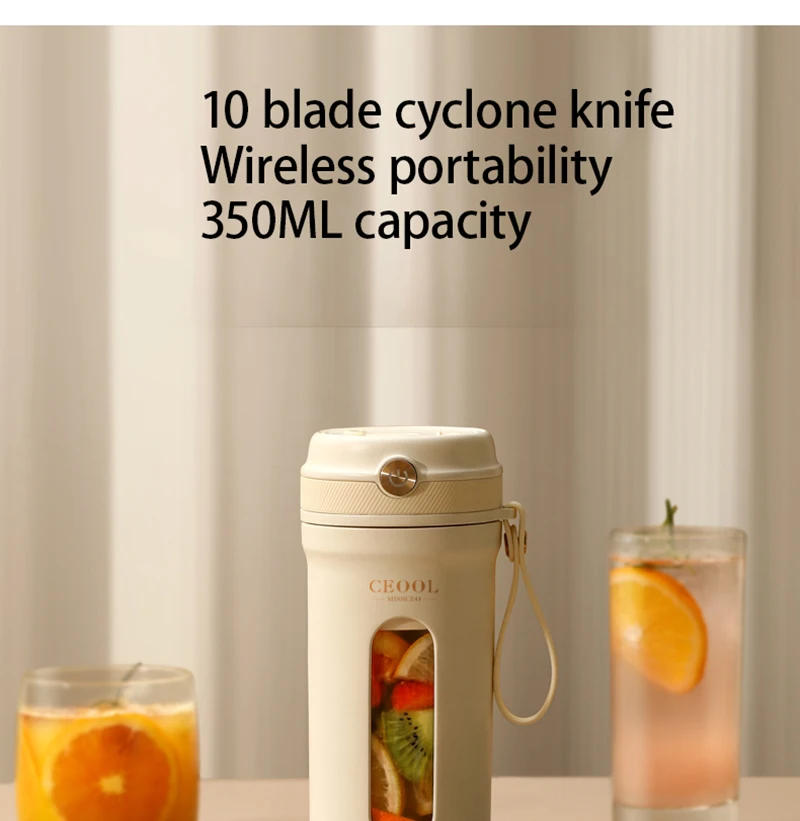 Description Picture 3 of item10 Blades Electric Portable Blender 350ML Juicer Fruit Mixers USB Rechargeable Smoothie Juicer Cup Squeezer Juice Maker