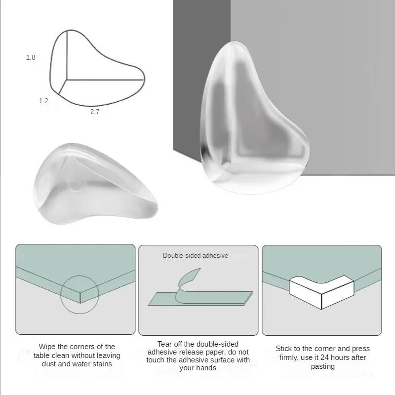 Description Picture 6 of item4/12pcs Baby Safety Silicone Protector Table Furnitur Kids Desk Corner Edge Protection Cover Children Soft Anticollision Guards