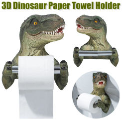 3D Resin Dinosaur Toilet Paper Holder Punch-free Wall-mounted WC Tissue Rack Shelf Bathroom Roll Paper Hanger Rack for Shower Ro