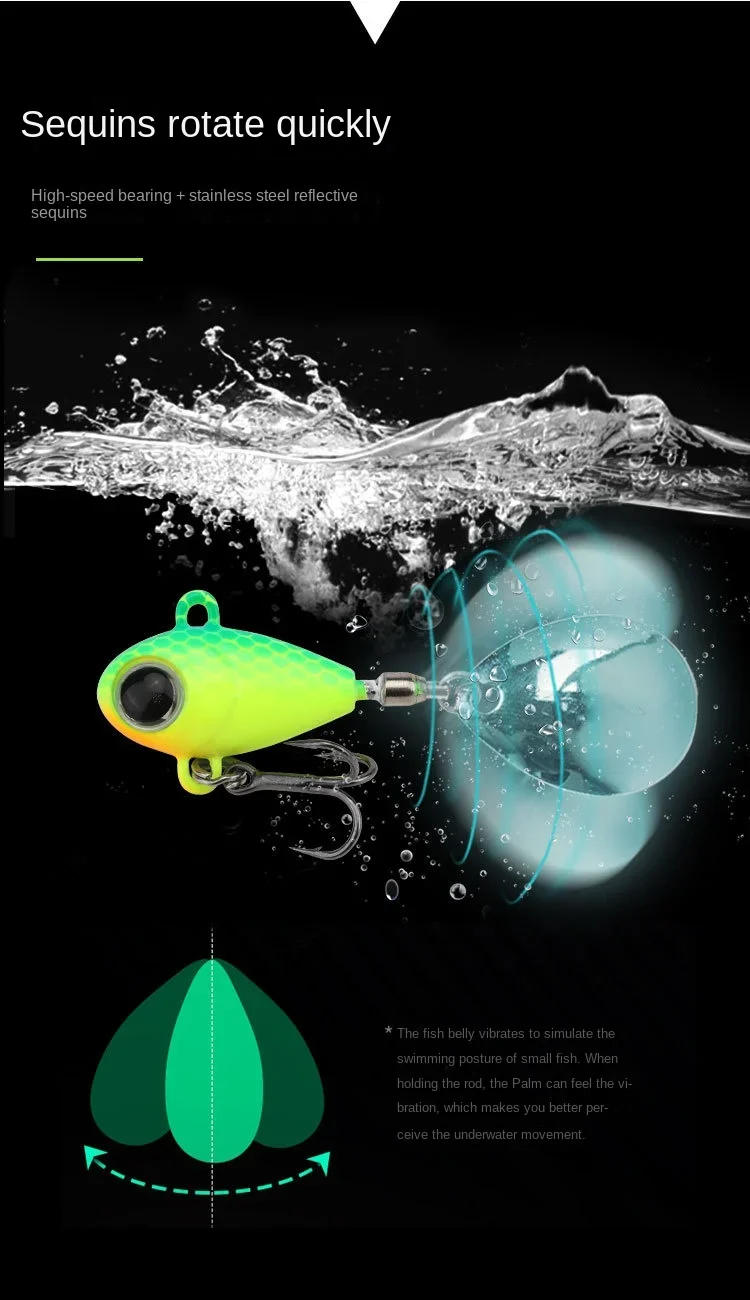 Description Picture 4 of itemSpinner Bait Sinking Metal Jig VIB Chatterbait Rotating Tail Vatalion Lure Sea Fishing Tackle Bass Carp Spoon Wobblers Buzzbait