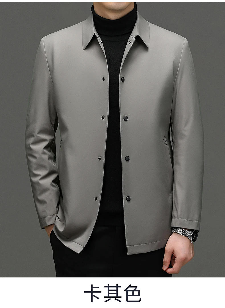 Description Picture 3 of itemSpring New Lapel Simple Atmosphere Loose Jacket Men's Casual Parker Coat Young and Middle-aged Business Casual Jacket