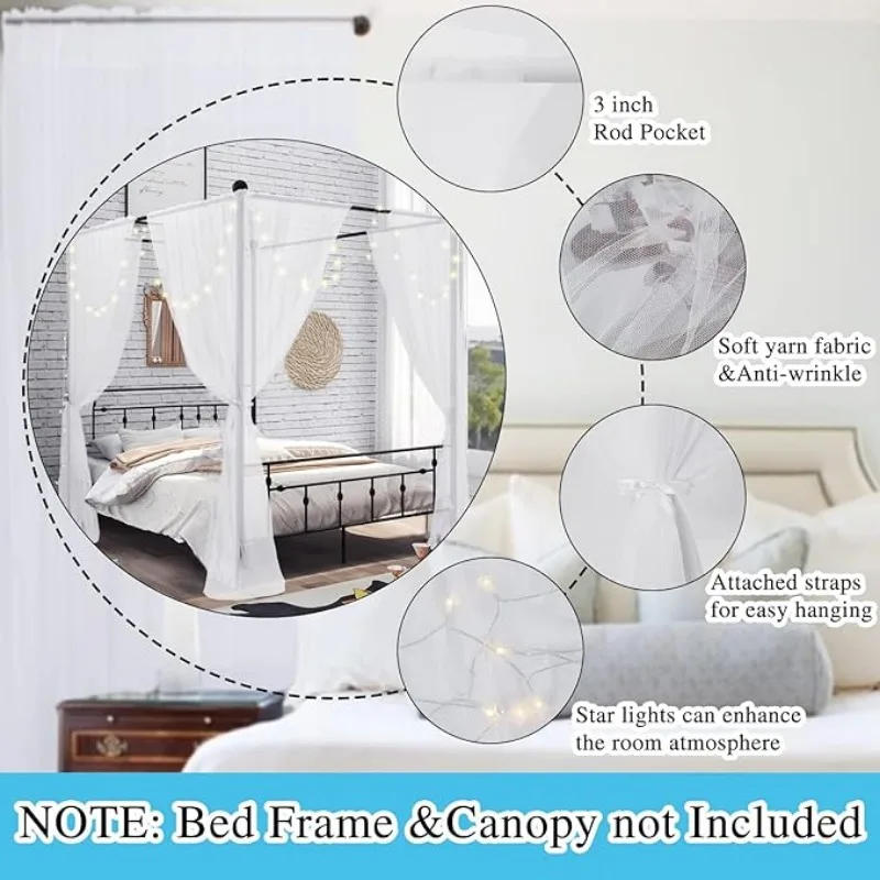 Description Picture 4 of itemSquare Mosquito Net Portable Four Corner Post Prevent Insect Outdoor Grace Canopy Palace Net Home Textile for King Size Bed
