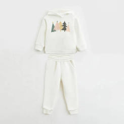 Autumn Winter Toddler Baby Hooded Clothes Set Thicken Fleece Kids Sweatshirt + Casual Pant Cotton Boy Girl Tracksuits