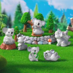 Sculptures & Figurines Miniatures Cute Koala Animal Micro Landscape Ornaments For Home Decorations Room Decor Desk Accessories