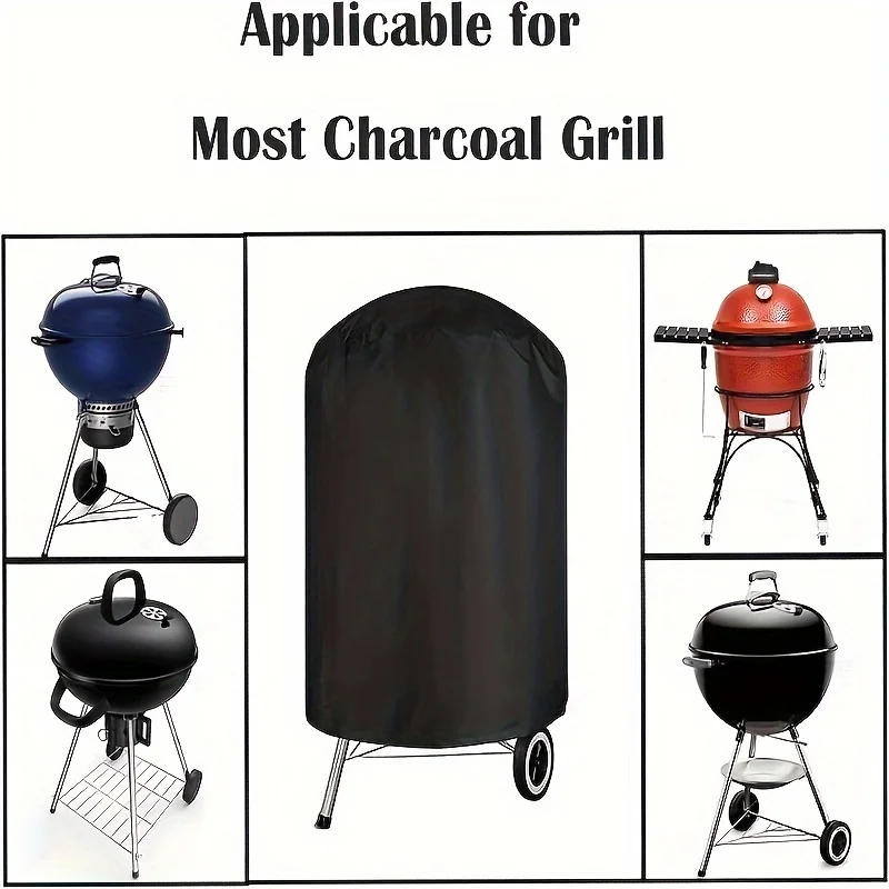 Description Picture 4 of itemCharcoal Grill Cover, BBQ Grill Cover for Weber 22 Inch Charcoal Kettle, Heavy Duty Waterproof Outdoor Smoker Cover, Round Grill
