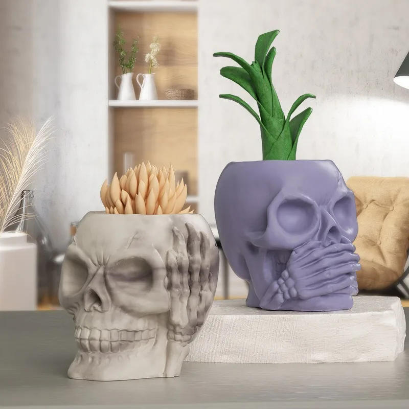 Description Picture 6 of itemSkull Storage Box Clay Silicone Molds Halloween Series Candle Jar Concrete Cement Gypsum Mold Flowerpot Epoxy Resin Mould