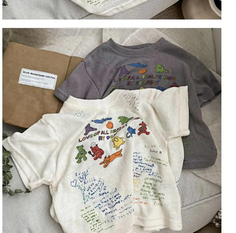 Description Picture 3 of item2025 Cartoon Baby T-shirts Korea Style Children's Baby Short Sleeve Printing Tees For Boys Girls