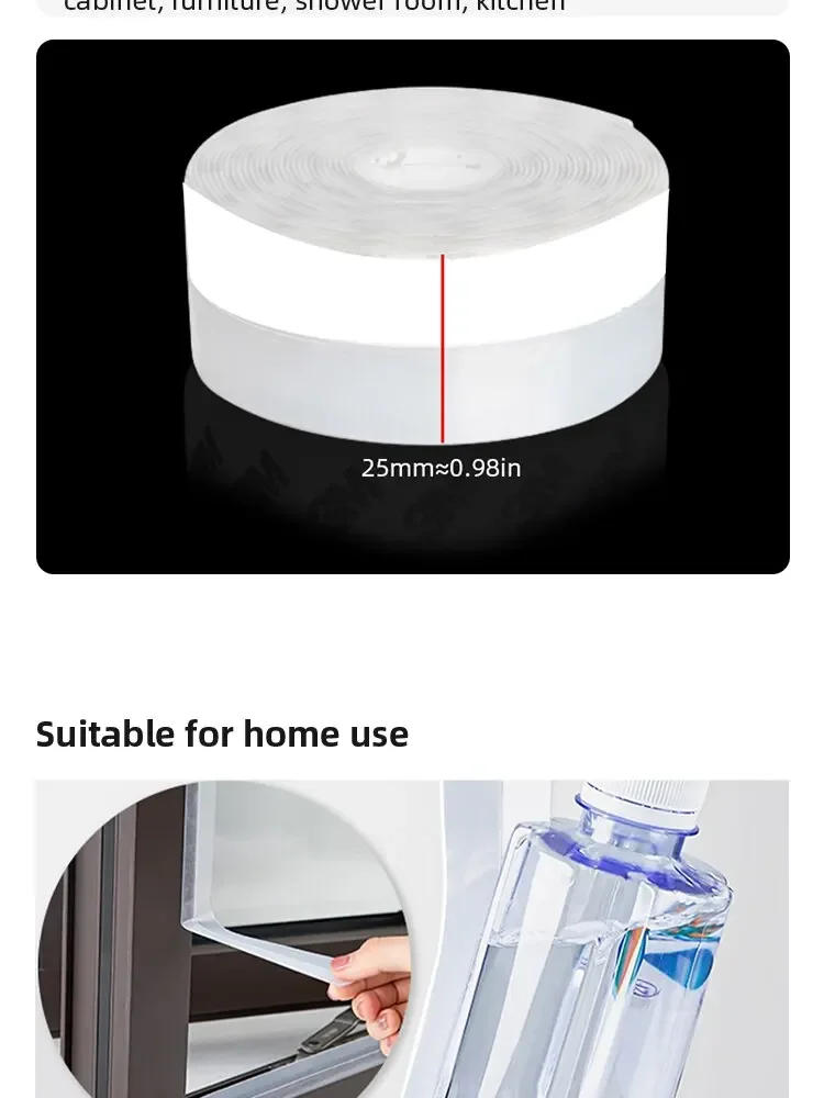 Description Picture 5 of itemWaterproof Door Bottom Windproof Sticker Tape Soundproof Glass Door 25mmx5m Window Insulation Adhesives Sealers Hardware