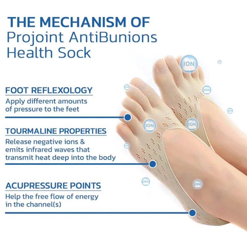 Description Picture 3 of item1 Pairs Women Orthopedic Compression Toe Socks, Full Toe Yoga Sock with Gel Tab, Soft Breathable Five Finger Socks