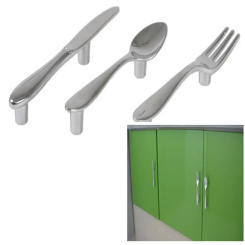 3pc/set  Silver Spoon Knife Fork Creative Kitchen Cupboard Handles\Cabinet Handles\Drawer Knobs\Furniture Pulls\Bars Knobs