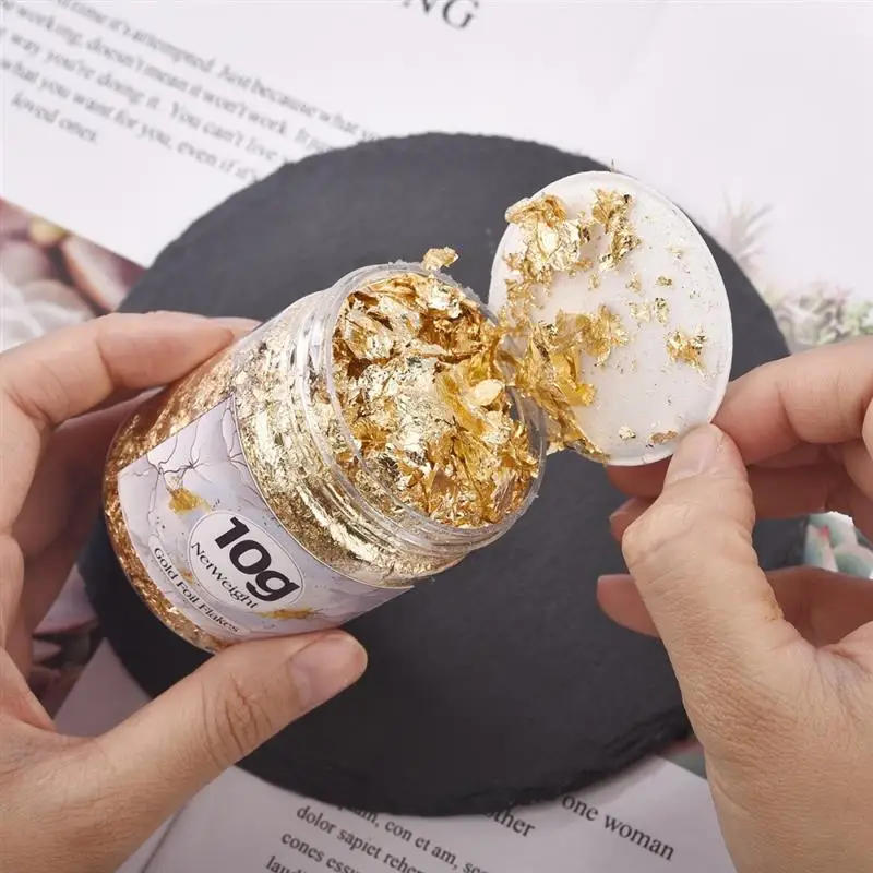 Description Picture 5 of itemImitation Gold Sliver Copper Leaf Flake Sheets Foil Sequins Glitters For DIY Shiny Foil Pape Resin Gilding Nail Art Decor bottle