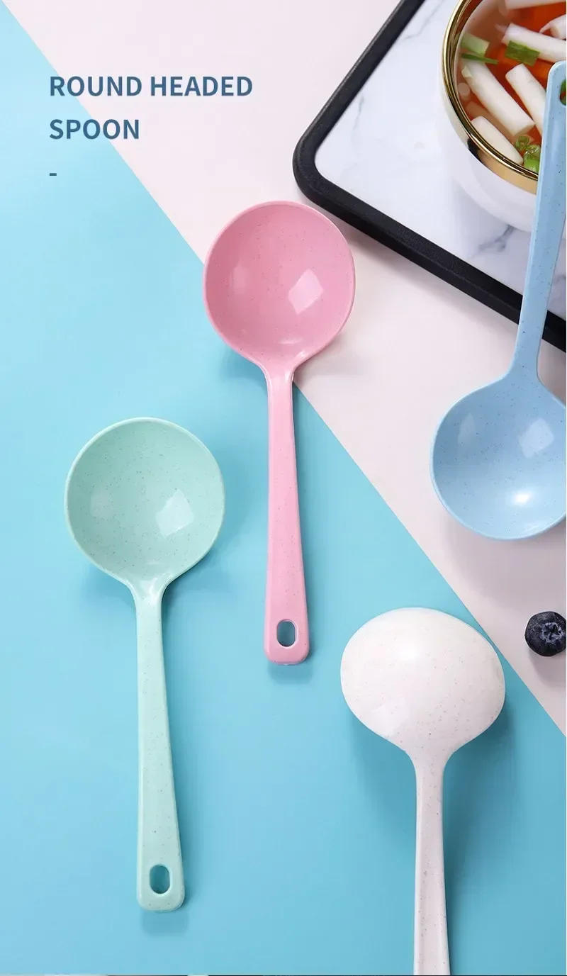 Description Picture 4 of item1pcs Household Utensils Spoon Wheat Stalk Spoon Tablespoons Plastic Large Soup Long Porridge Rice Dinner Scoop Kitchen Supplies