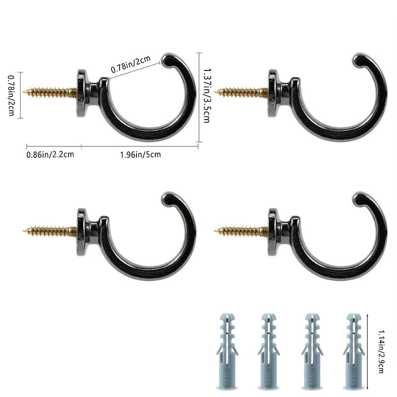 Description Picture 2 of item4pcs Curtain Holdback Curtain Hooks Zinc Alloy Picture Hangers Wall Mounted Drapery Tassel Holders Curtain Tiebacks Fasteners