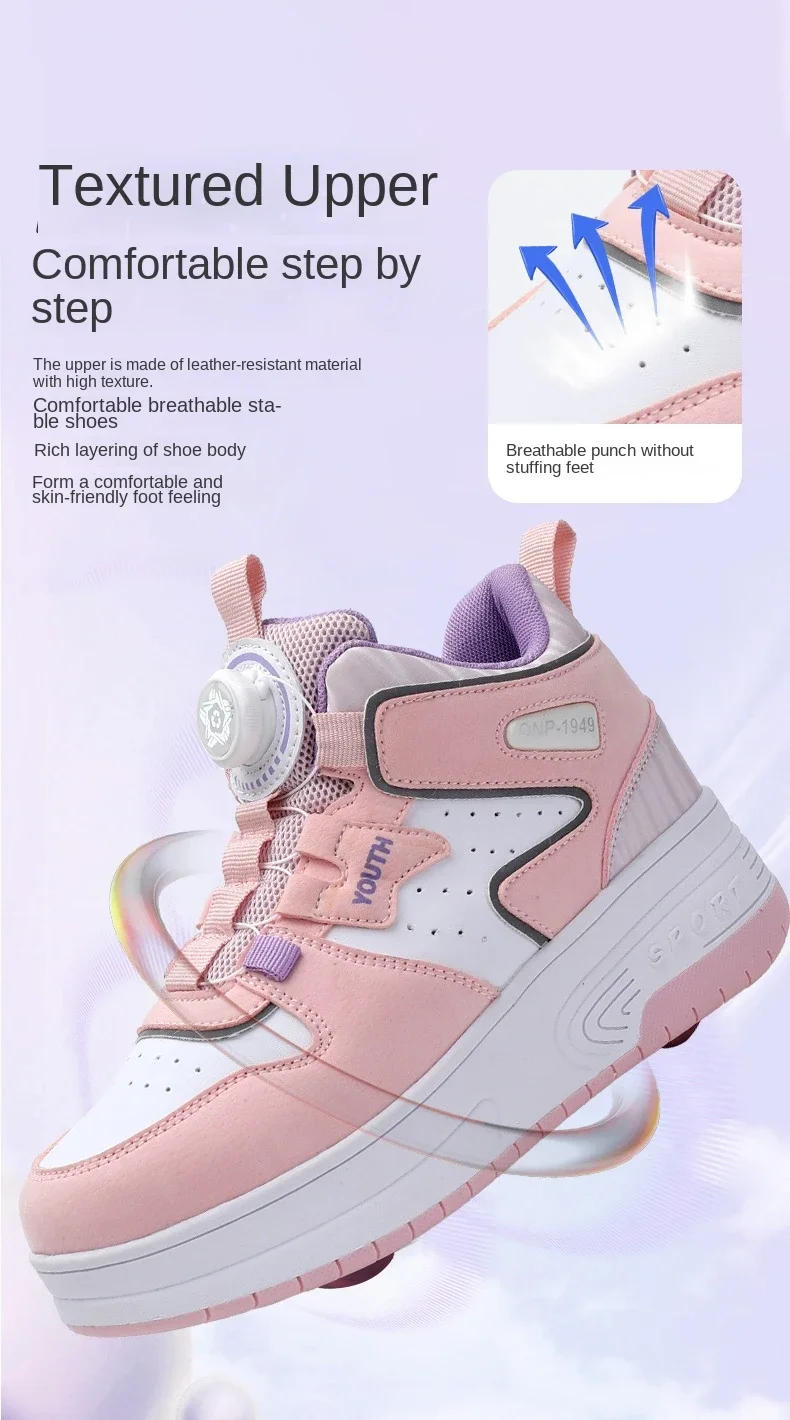 Description Picture 4 of itemNEW Children Junior Roller Skate Shoes Kids Sneakers with Two 2024 Boys Girls Wheels Shoes Adult Casual Boys Shoes