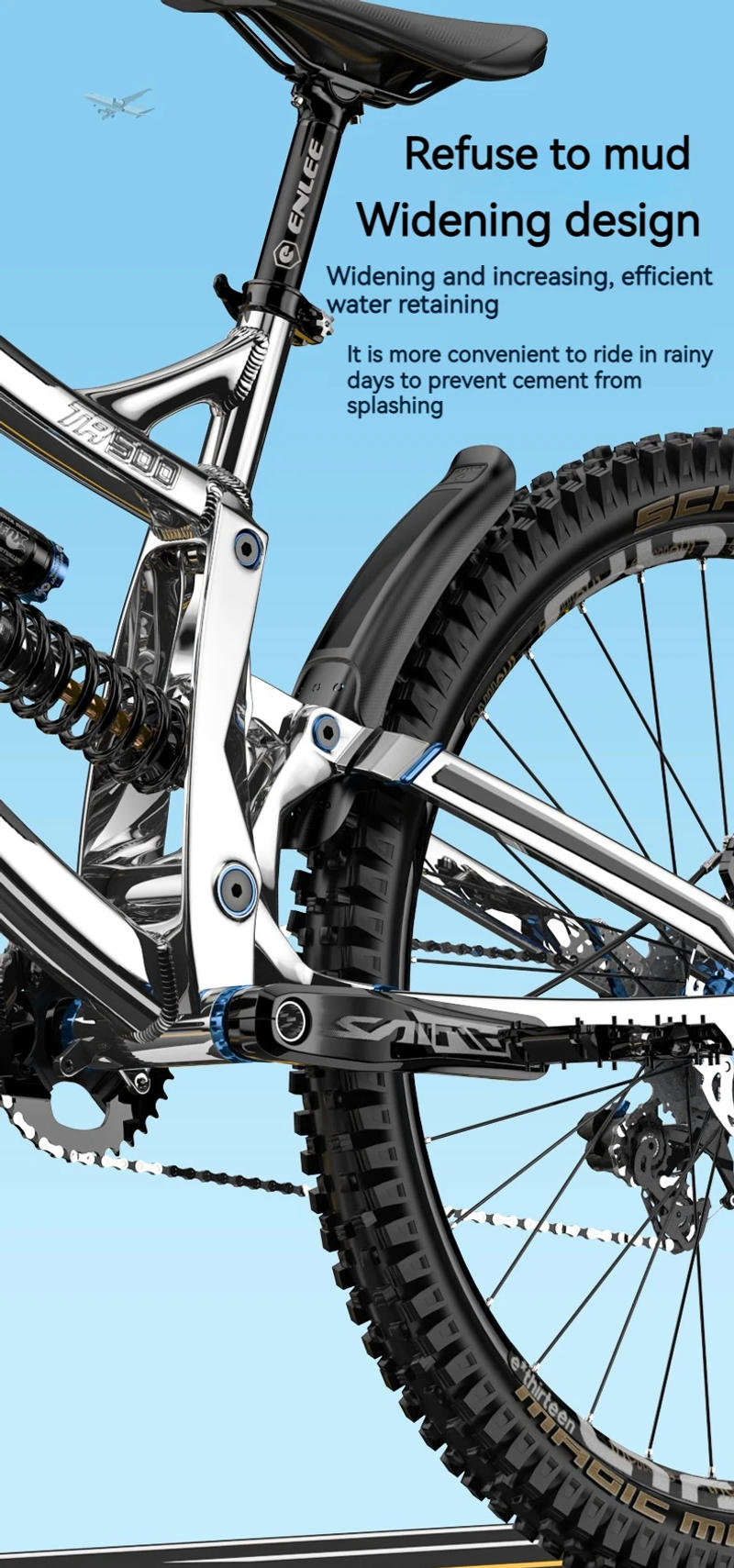 Description Picture 5 of itemENLEE Bike Mud Guard Bicycle Hard Shell Fenders Carbon Fiber Front/Rear Wheel Universal Mudguard MTB Bike Wings Mud Flaps Fender