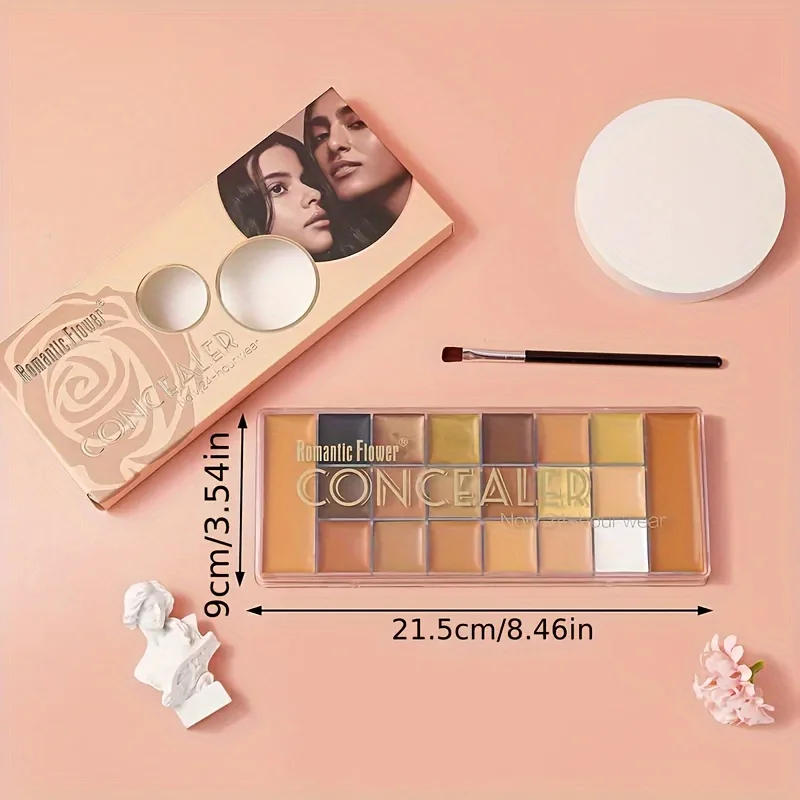 Description Picture 6 of item20-Color Concealer Palette with Small Brush Earth Tone Foundation Full Coverage Brightening Water-Resistant Makeup Tray
