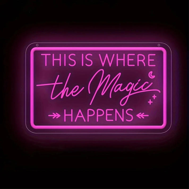 Description Picture 3 of itemLED Neon Sign This Is Where The Magic Happen Wall Hanging for Birthday Bachelorette Bar Bedroom Office Decor USB Neon Led Signs