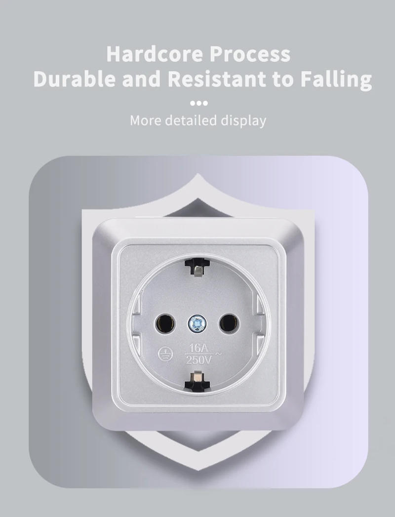 Description Picture 5 of itemWESA Silvery Wall Surface Socket Plug Exterior Electrical Outlets With Ground Outdoor Power Socket Flame Retardant Paint Plastic