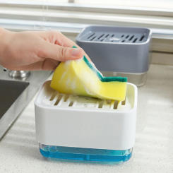 Dish Soap Dispenser for Kitchen Liquid Soap Dispenser Kitchen Soap Dispenser with Sponge Holder Sponge Soap Pump Dispenser 320ML