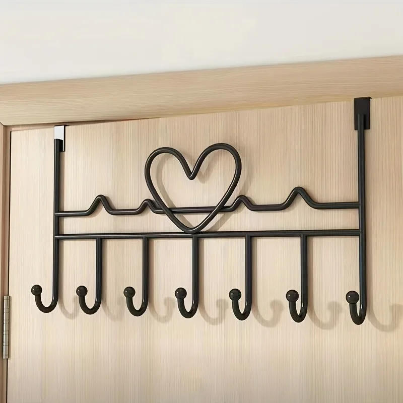Description Picture 5 of item7Hook Heart-Shaped Door Hooks Punch-free Hanging Clothes Storage Rack Bedroom Kitchen Bathroom Organizer Storage Accessories