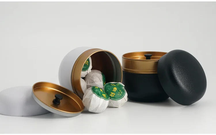 Description Picture 6 of itemTinplate Box Japanese Style Round Iron Can Metal Flower Tea Food Packaging Container Tea Caddies