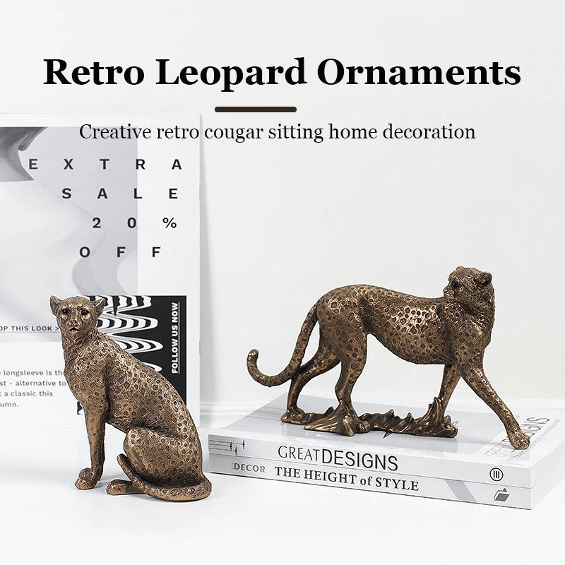 Description Picture 2 of itemAnimal Statue Decoration Living Room Home Decor Sculptures & Figurines Vintage Ornaments For Home Deskop Table Retro Leopard