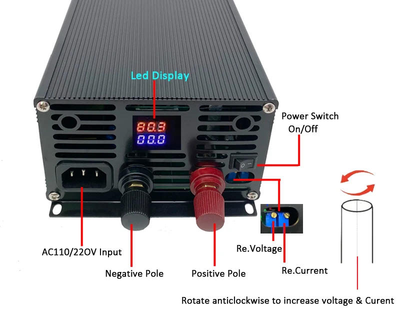 Description Picture 5 of itemAC to DC 12V 24V 36V 48V 60V 25A 1500W Switching Power Supply Drive Transformer for CNC Motor Charging Battery SMPS 1500W