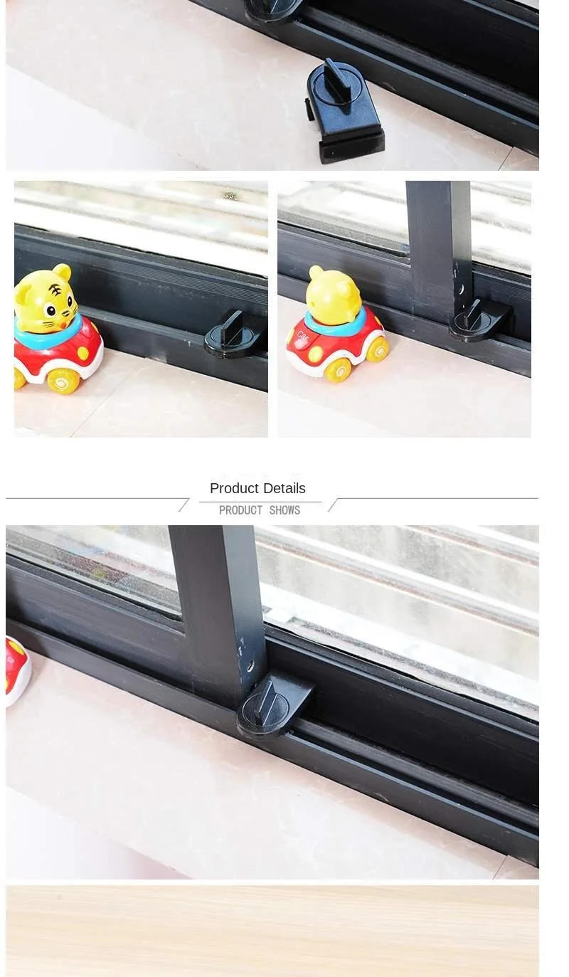 Description Picture 6 of item1/2PCS  Kids Baby Safety Sliding Sash Stopper Cabinet Locks Straps Anti-Theft Lock Window Sliding Door Child Security Doors