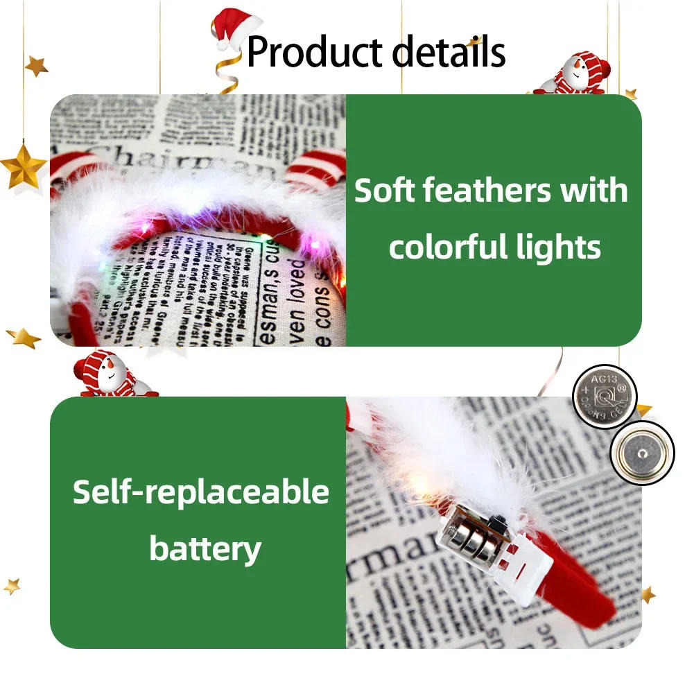 Description Picture 4 of itemHeadbands LED Reindeer Christmas Headbands Xmas Antler Headbands For Kids Women Christmas Party Supplies Costume Decoration
