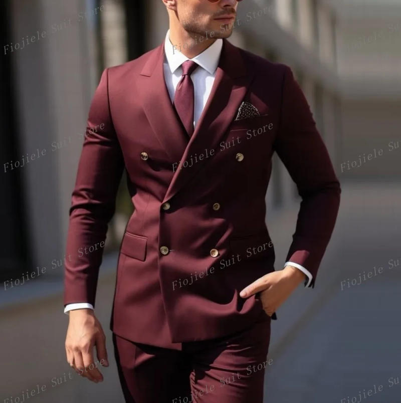 Description Picture 2 of itemNew Purple Men's Formal Occasions Business Party Prom Suit Groom Groomsman Wedding Men Tuxedos 2 Piece Set Blazer Pants