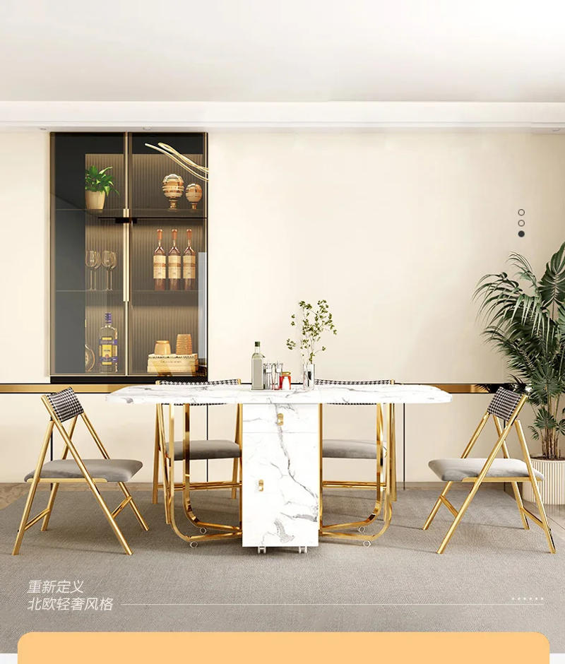 Description Picture 3 of itemFashion Folding Dining Table Furniture Multifunctional Rectangle Movable Dining Table and Folding Chairs