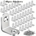 40 L-shaped bracket angle brackets, used for small right angle brackets of shelves and wooden furniture, with 84 screws