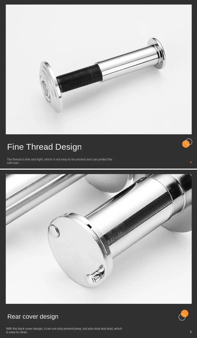 Description Picture 5 of item10pcs/lot 200 Degree Door Viewer HD Wide Angle Peephole Security Hidden Door Adjustable Glass Lens For Furniture Hardware