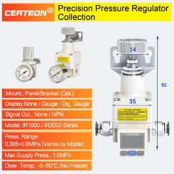 IR1000-01BG High Precision Digital Pneumatic Pressure Regulator Adjustable Air Pressure Controller 0.005~0.2MPa