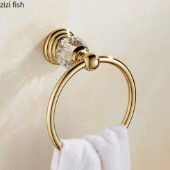Metal Crystal Towel Ring Circular Towel Rack Wall Shelf Storage Rack Scarf Coat Hanger Towel Bar Hand Towel Holder Organizer