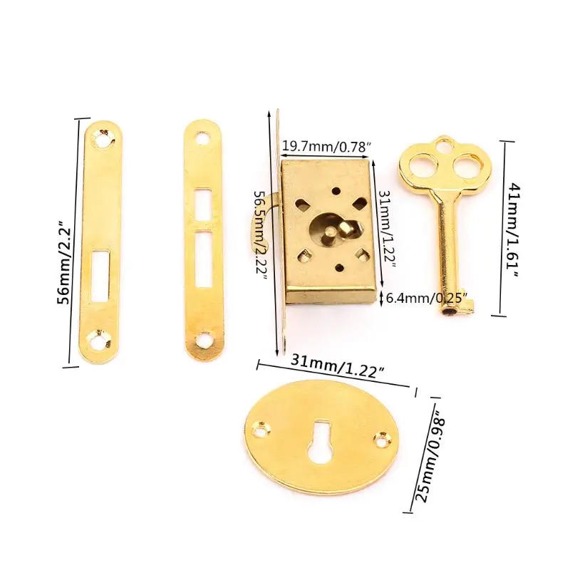 Description Picture 3 of itemVintage Drawer Lock With for Key Antique Small Box Cabinet Door Locks Furniture