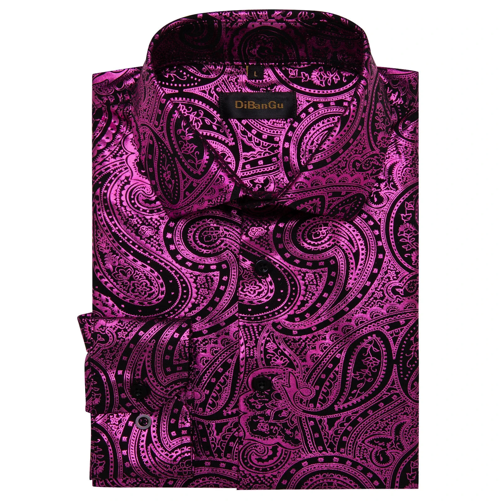 Description Picture 5 of itemMen's Luxury Shirt Gold Paisley Gilding Slim Fit Social Shirts Long Sleeve Summer Hawaiian Elegant Shirt Clothing Women Blouse