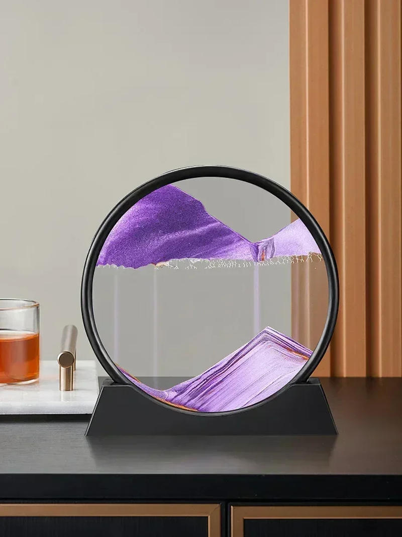 Description Picture 5 of item3D Moving Sand Art Picture Round Glass Deep Sea Sandscape Hourglass Quicksand Craft Flowing Sand Painting Office Home Decor Gift